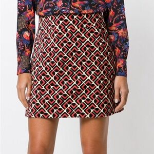La DoubleJ A-Line Mini Skirt in Geometric Domino Rosa Printed Velvet - Small